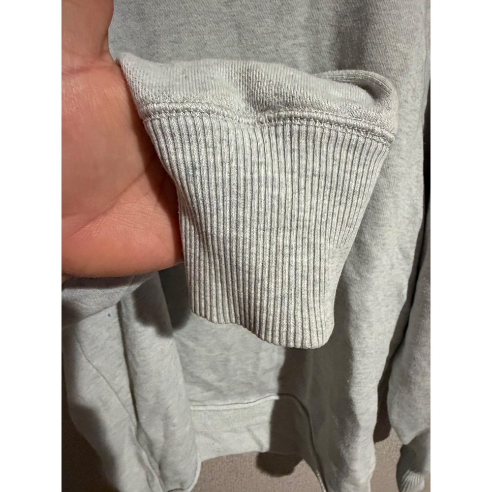 Aerie Womens Gray Heathered Raglan Sleeve Raw Hem Crewneck Sweatshirt Medium - Picture 2 of 5